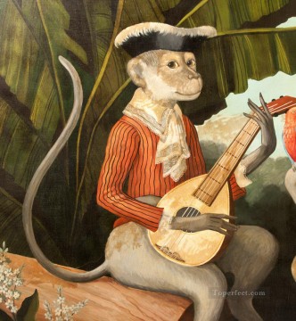 動物 Painting - ギターを弾く猿